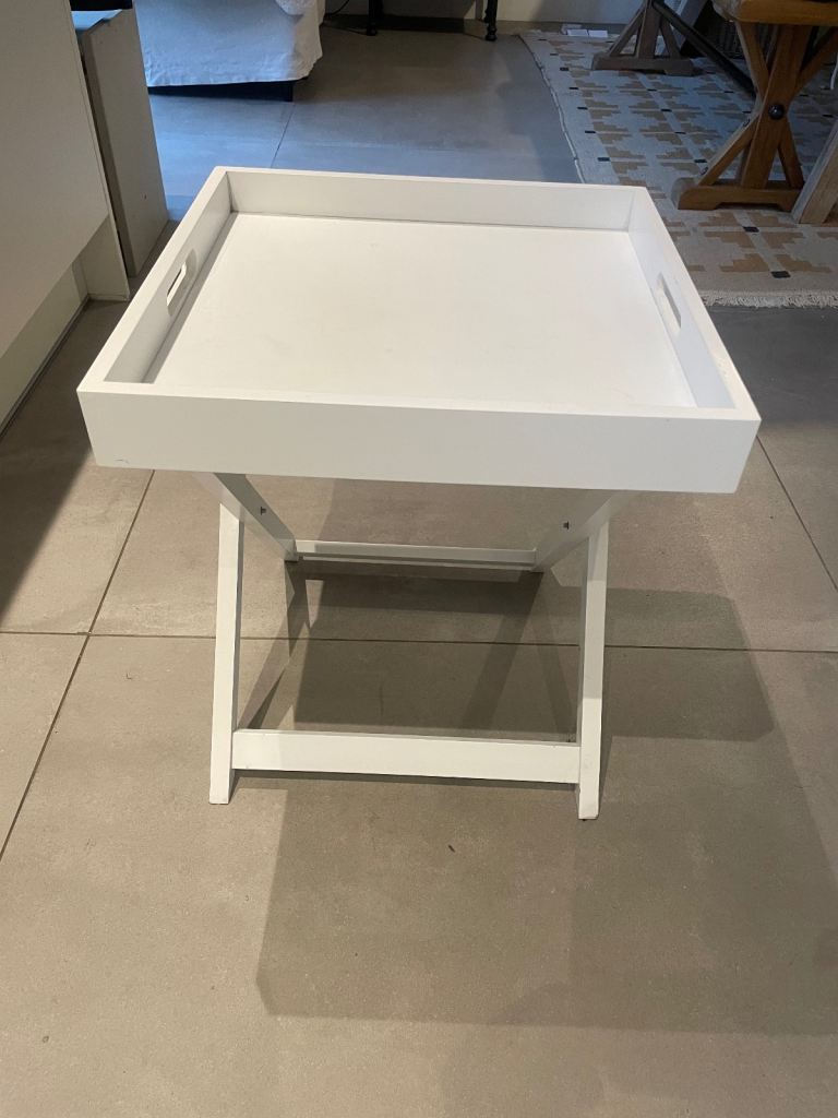 White folding butler tray