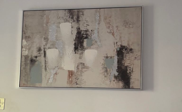 Large Abstract Wall Art Picture - Grey, White, Black