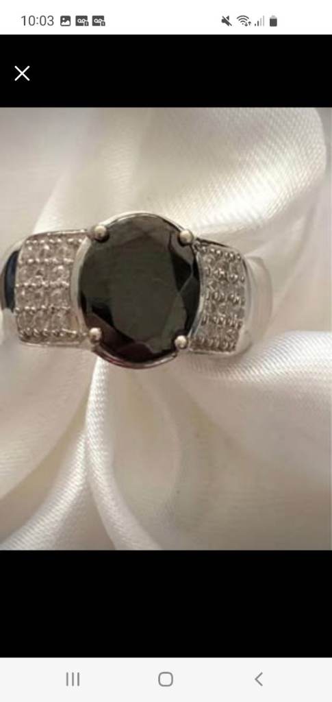 Womans Shungite Ring Size O Silver 925 Platinum Overlay New
