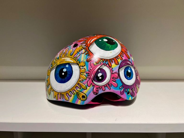 Custom painted kids helmet