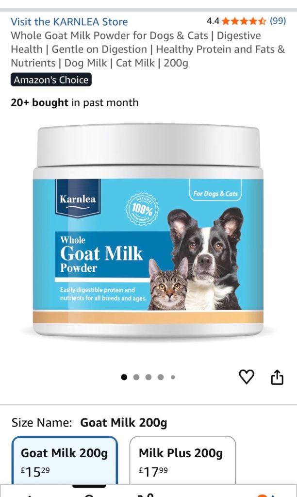 200gWhole Goat Milk Powder for Dogs & Cats | Digestive Health