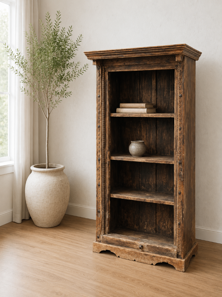 Exceptional Antique Victorian Hand Carved Open Bookcase / Library Cabinet in Solid Oak 🚚