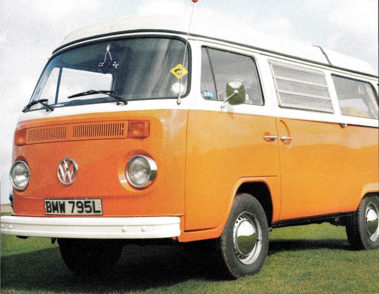 11. A framed magazine original featuring Early VW/Volkswagen Camper Reg BMW795L