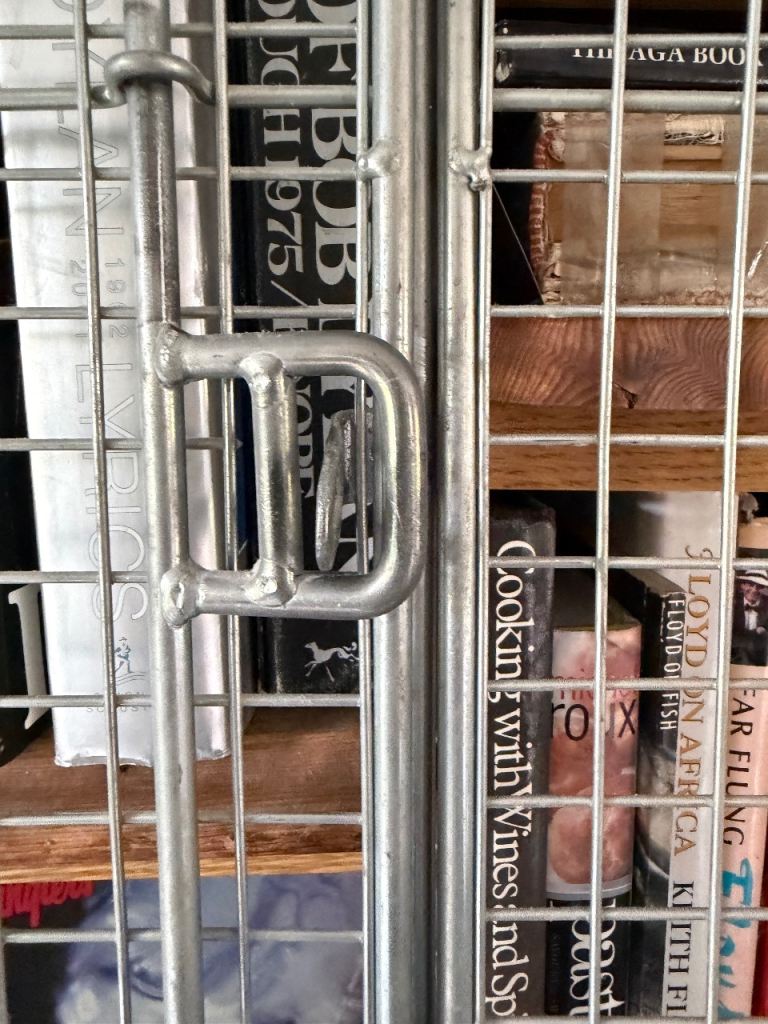 Two Industrial Wire Mesh Storage Unit / Bookcase with Wooden Shelves ...
