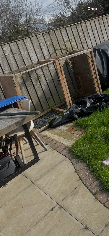 Large pet run home made with top lifting hatch 