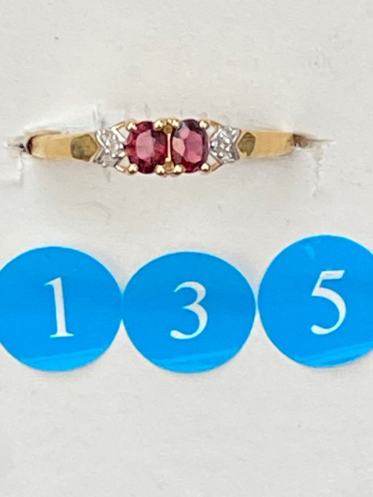 Lovely new 9k Gold ring with Burmese red Spinel and diamonds