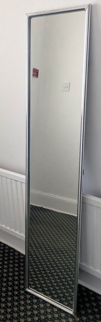Full Length Standing Mirror with Silver Frame – Good Condition