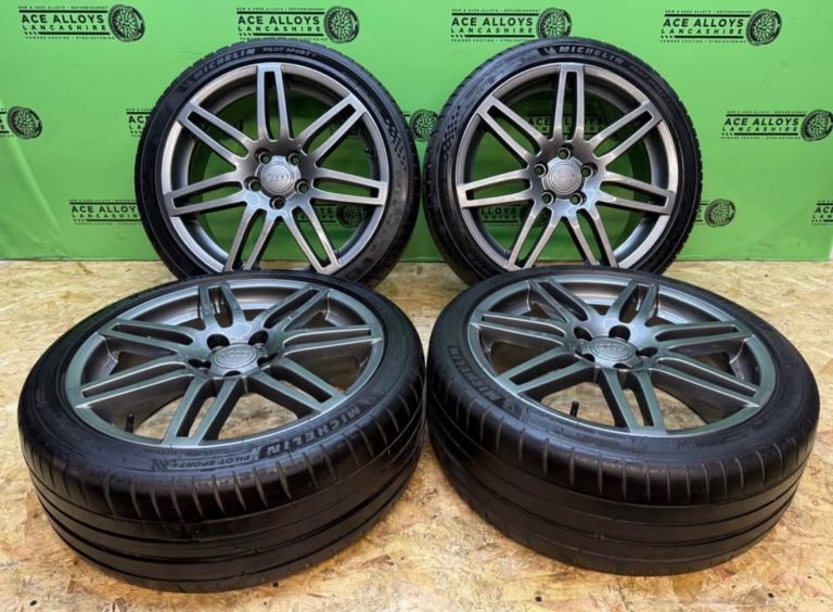 REFURBISHED GENUINE OEM AUDI A3 LE MAN 18” 5x112 ALLOY WHEELS + GOOD TYRES VW CADDY GOLF 