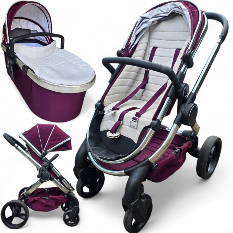 iCandy Peach 2 Chrome Damson Pram Pushchair Full Set Carrycot & Seat