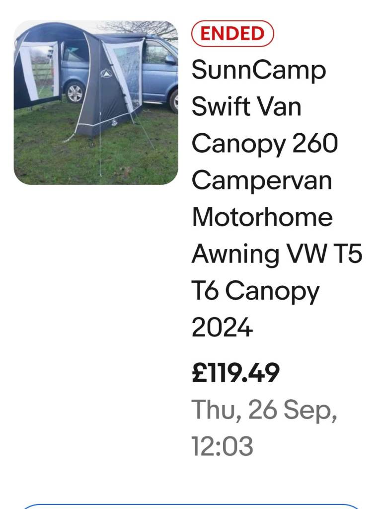 Sunncamp Van/Eriba caravan awning canopy 