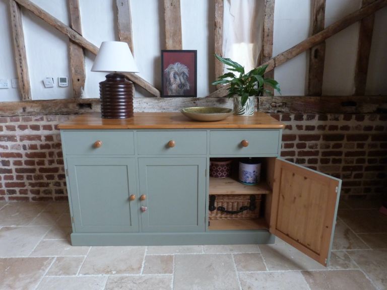 Painted pine F&B freestanding kitchen living shelved cupboard sideboard dresser