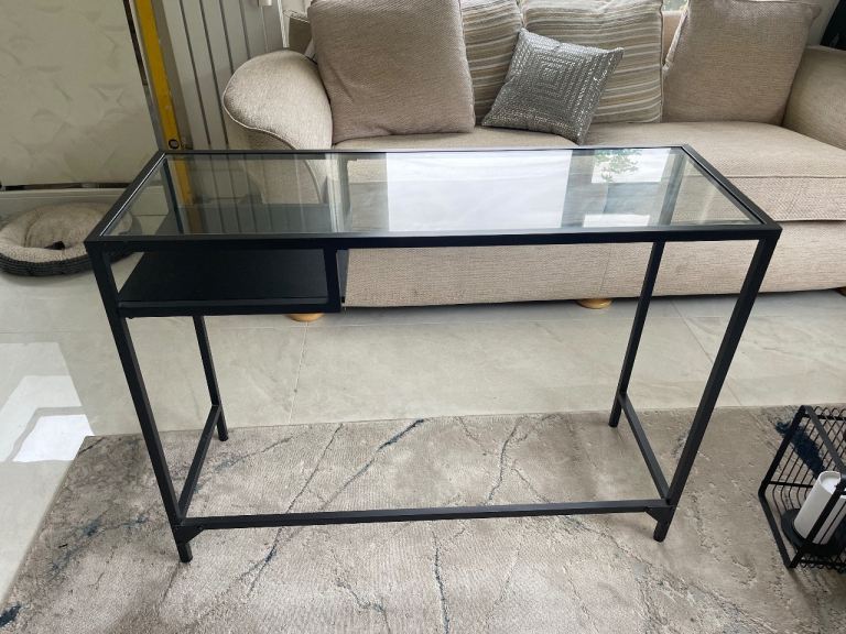 Black Metal and Glass Desk / Laptop Table