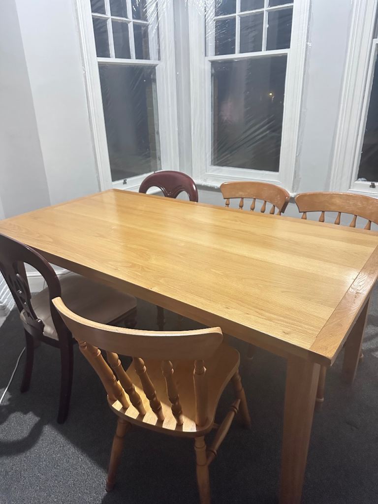 Solid Wooden Dining Table with 6 Chairs – Very Strong
