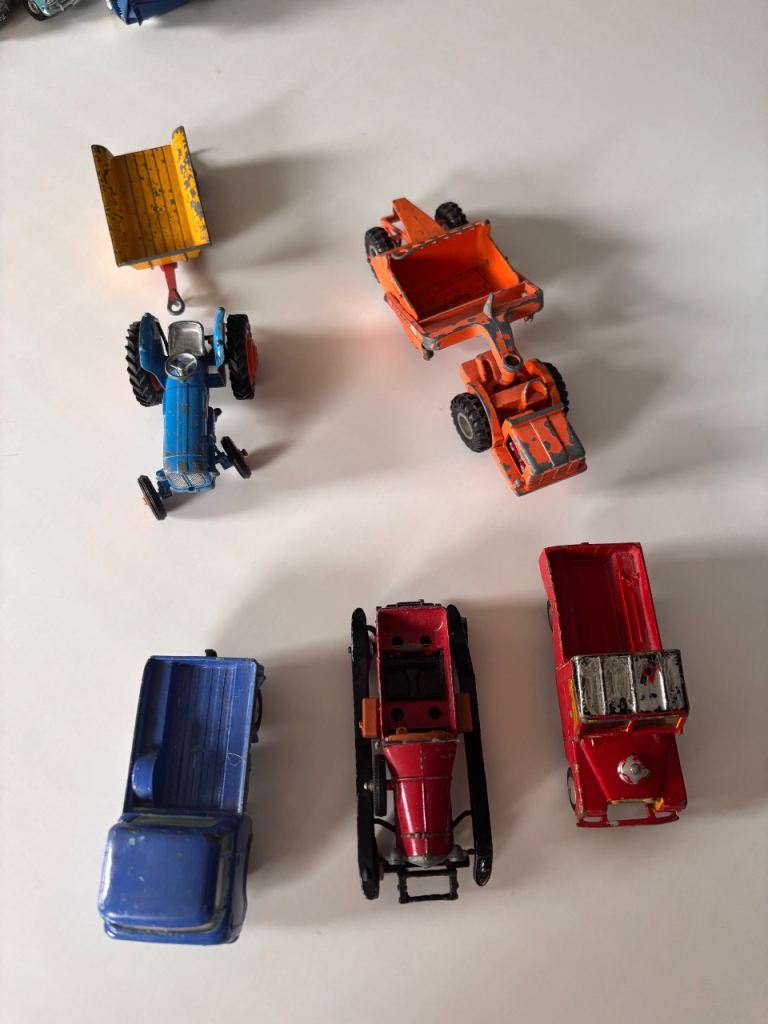 Vintage Metal Toy Vehicles - Tractor, Loader & Cars