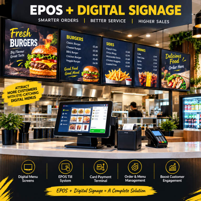 EPOS + Digital Signage System | Digital Menu Screens | Restaurant & Takeaway POS