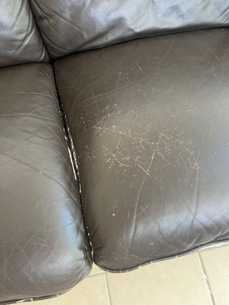 3 seater sofa, brown leather