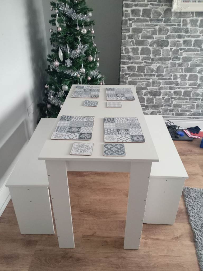 image for Dining table and 2 benches