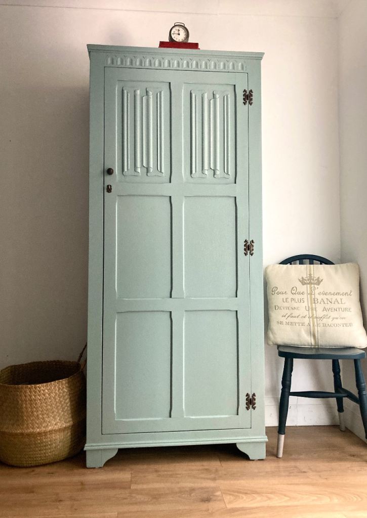 Pretty Antique Hand Painted Restored Wardrobe Hall Linen Cupboard Free Delivery