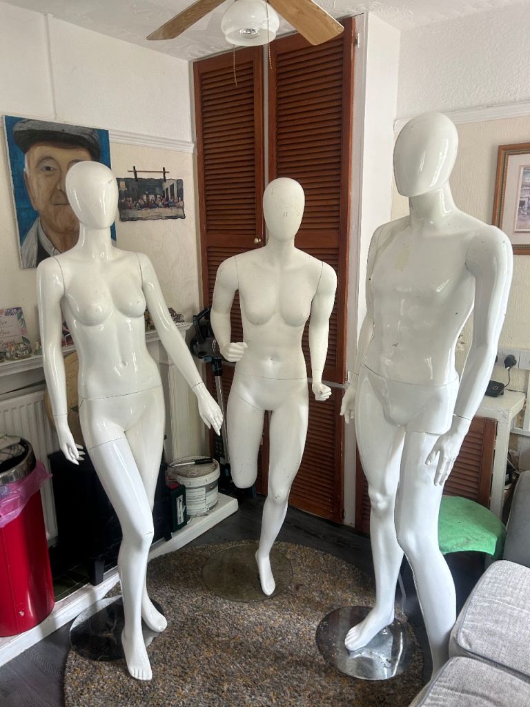 Set of 3 Full Size White Mannequins – Great Condition