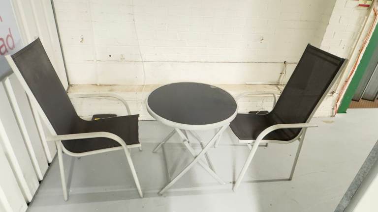 Garden Patio Glass Table and Folding Chairs Furniture Set Bistro Conservatory