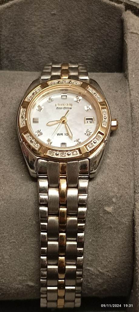 AVAILABLE STILL Ladies ECO Drive Solar Mother of Pearl Diamond Citizen Bracelet Watch