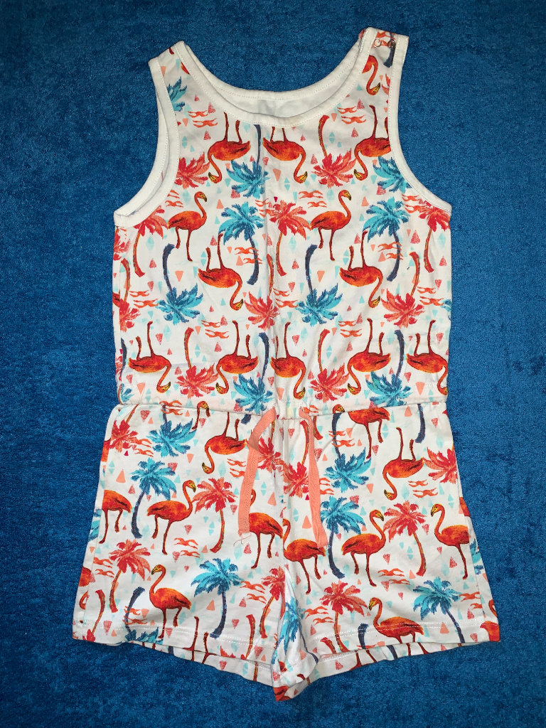 M&S Girls Flamingo Print Playsuit Age 7-8 Years IP1