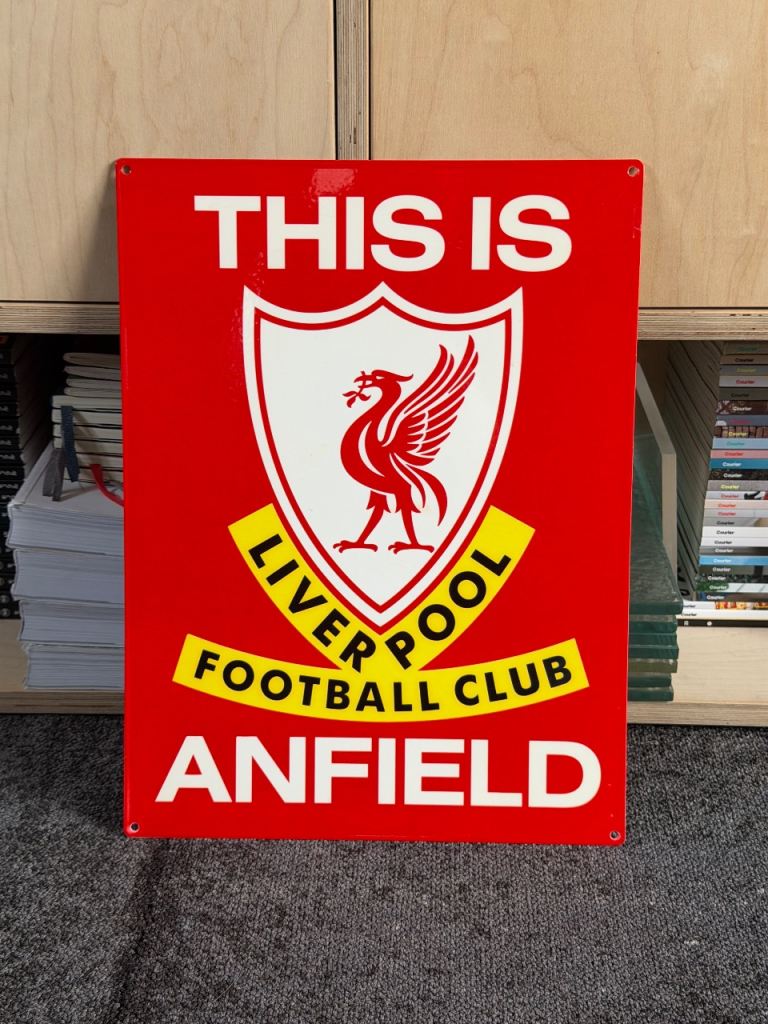 This is Anfield Metal Sign - Ideal for home pub - Liverpool