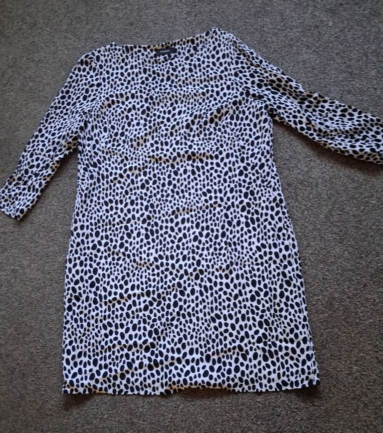 Autograph Black & White Spotty Dress – Size 10, Good Condition