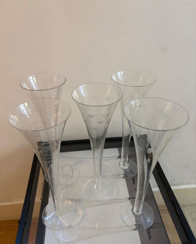 Five champagne glasses flutes 