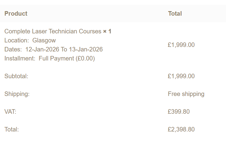 Complete Laser Technician Course with Scottish Beauty Expert