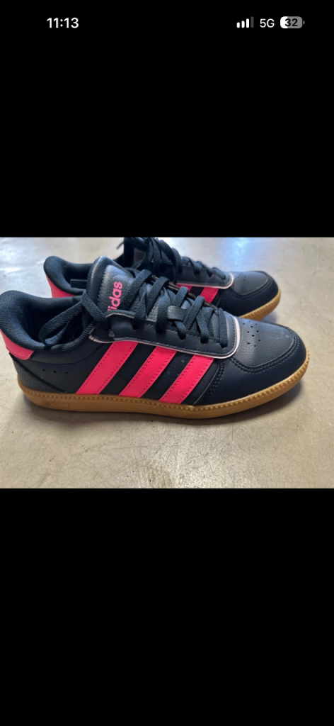 Adidas Black & Pink Hoops Trainers – Good Condition