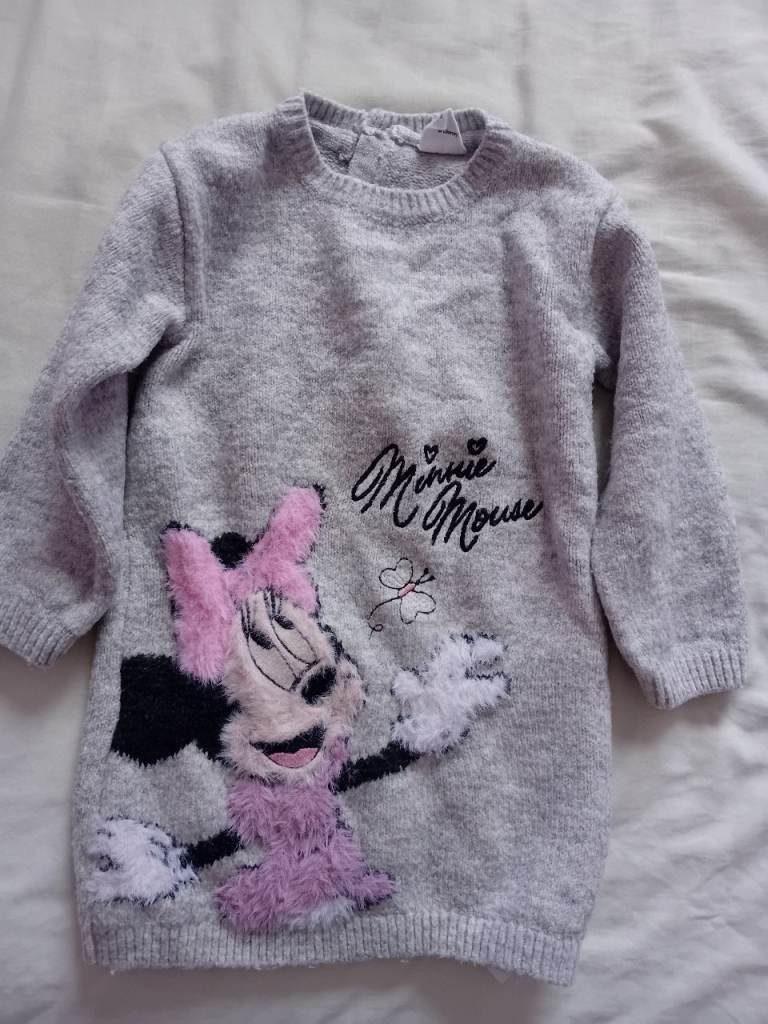 Disney Minnie Mouse Jumper – Grey, Age 12-18mths, As Good As New