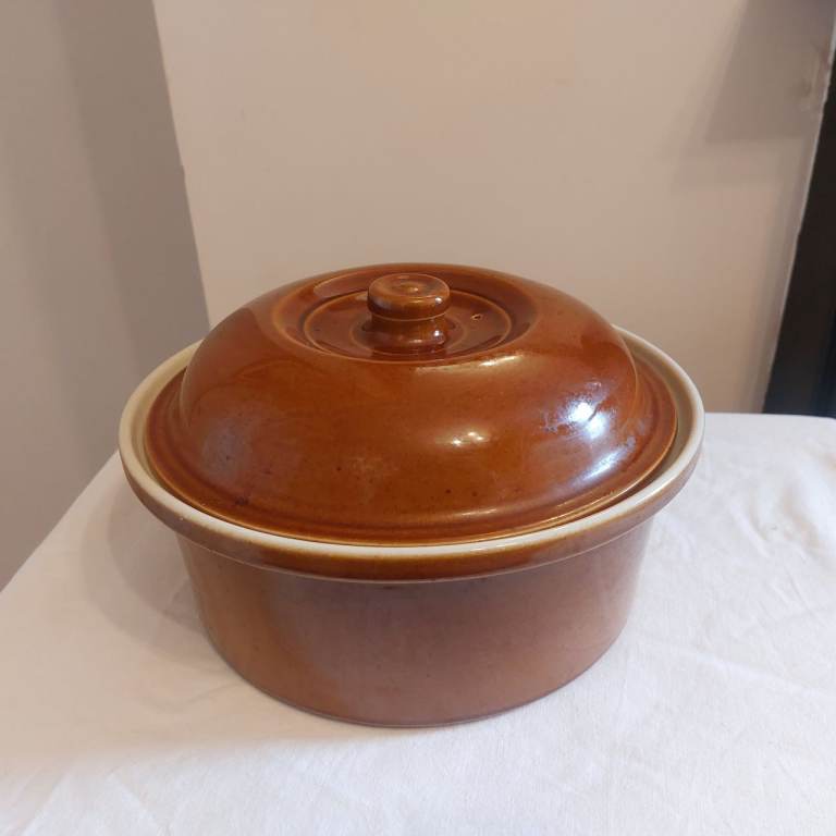 Vintage Rayware Harvest Brown Casserole Pot 