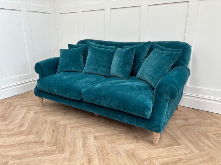 (BS36) Loaf Crumpet 3 seater sofa in Sopping Seagrass Teal velvet, RRP £2795, delivery available