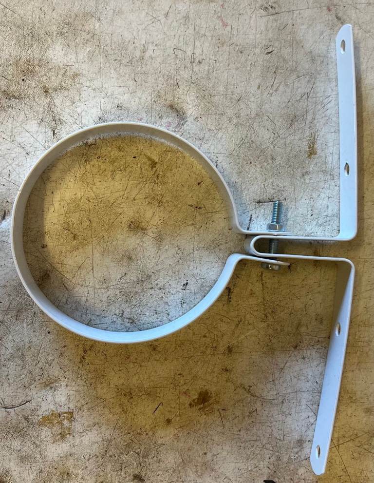 White Metal Boiler Chimney Bracket Bracket in white