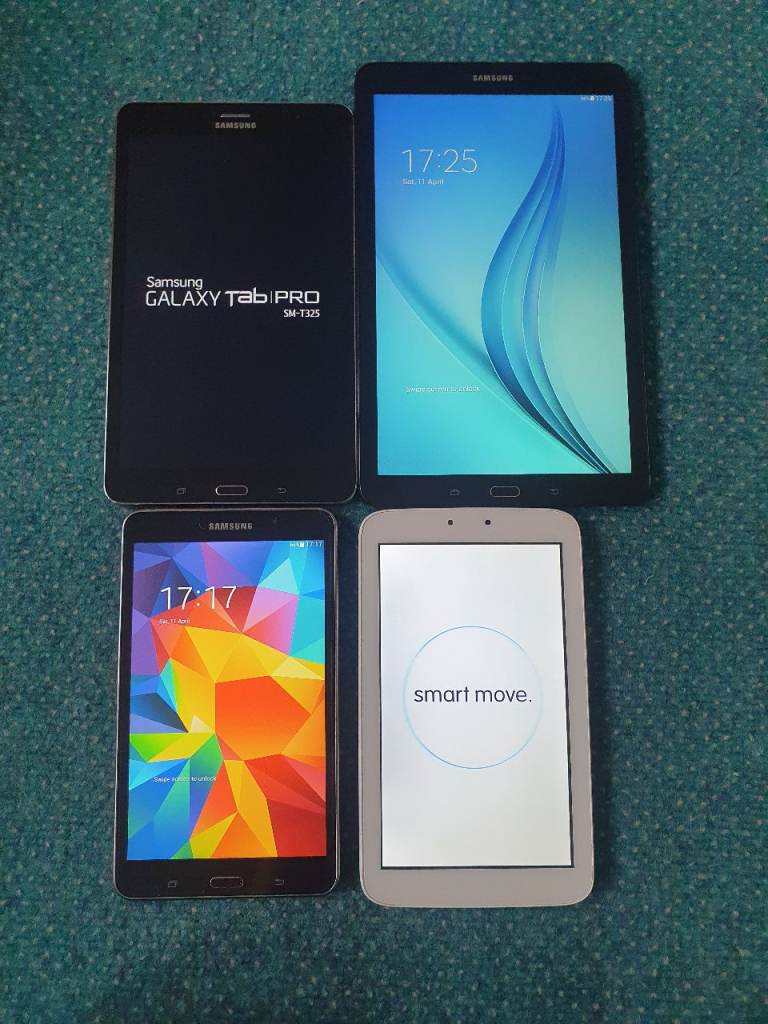 3 Samsung Tablets 1 Alcatel Tablet