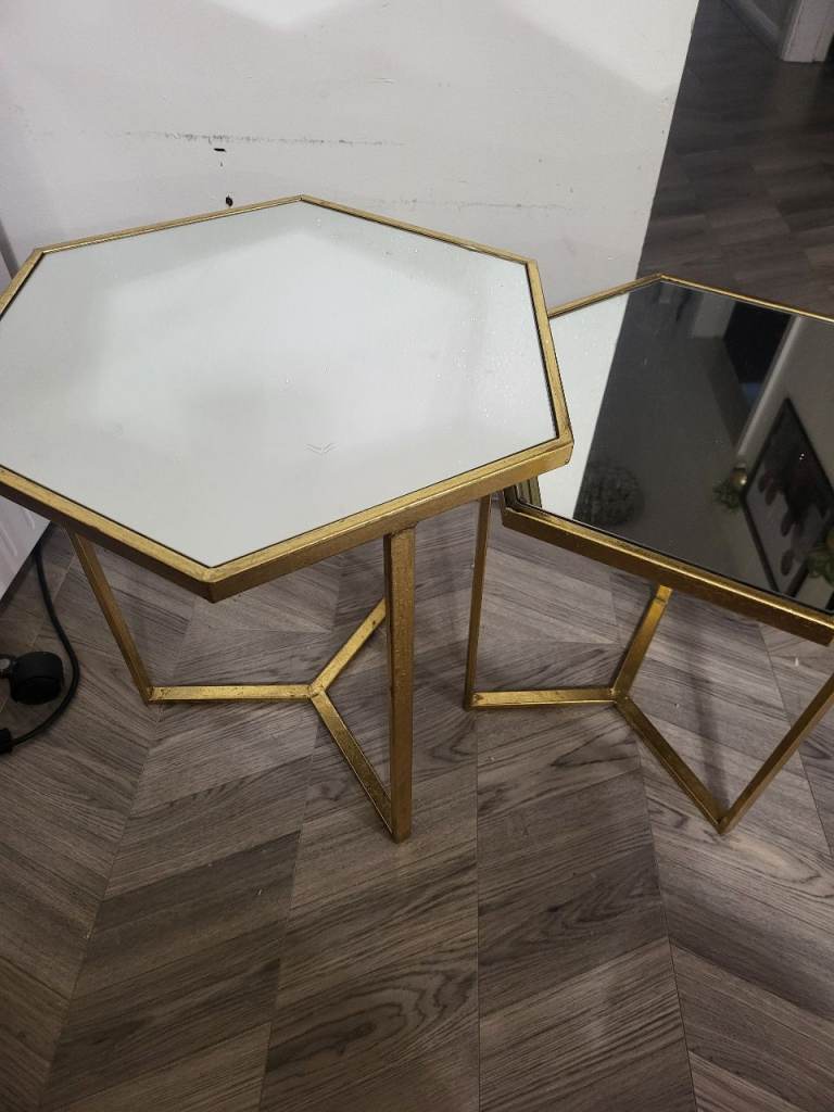 Golden mirrored living room side table