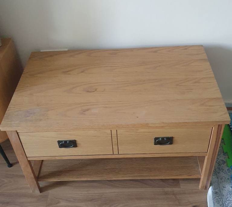 Wooden Coffee Table with Two Drawers – Good Condition