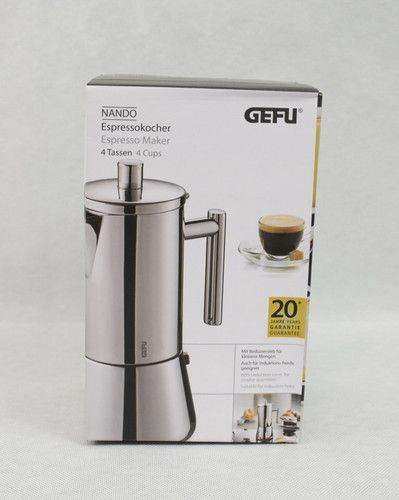 GEFU Nando Stainless Steel Espresso Maker Stovetop Dishwasher Safe Brand New