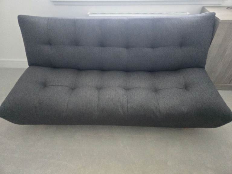 Grey 3 Seater Sofa Bed / Click Clack Futon – Ex Display – Good Condition