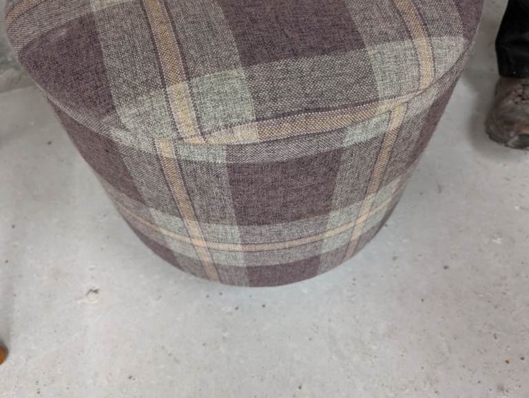 Purple & Grey Tartan Footstool with storage 