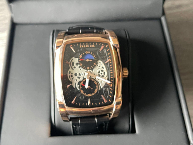 Mens Talis co Watch – moon phase movement  – Genuine leather strap