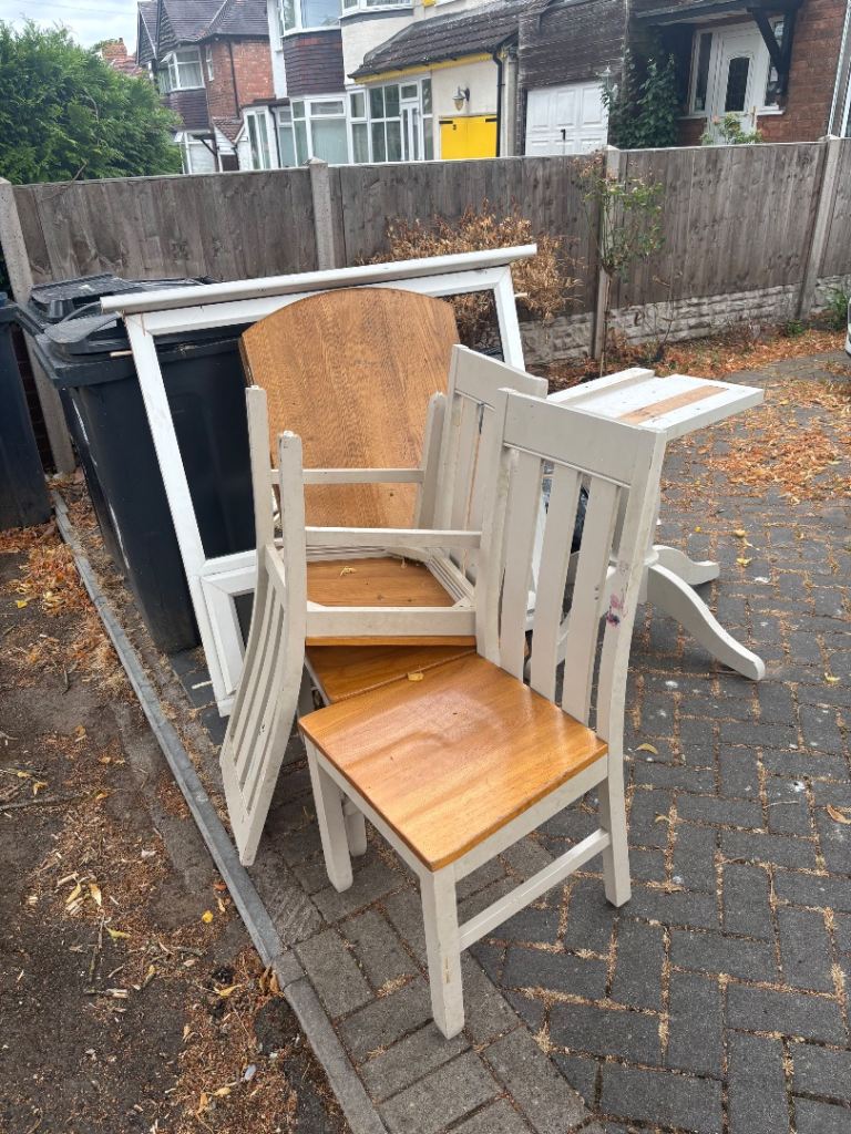 Wooden Dining Chairs and Small Table – Fair Condition
