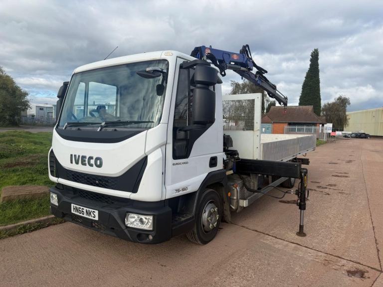 IVECO EUROCARGO 75-160 2016 (66) EURO 6, 7.5 TON, 18FT DOUBLE DROPSIDE 6T CRANE