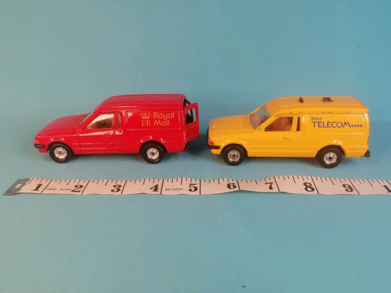 Vintage Corgi Ford Escort 55 British Telecom Van and Royal Mail van. 