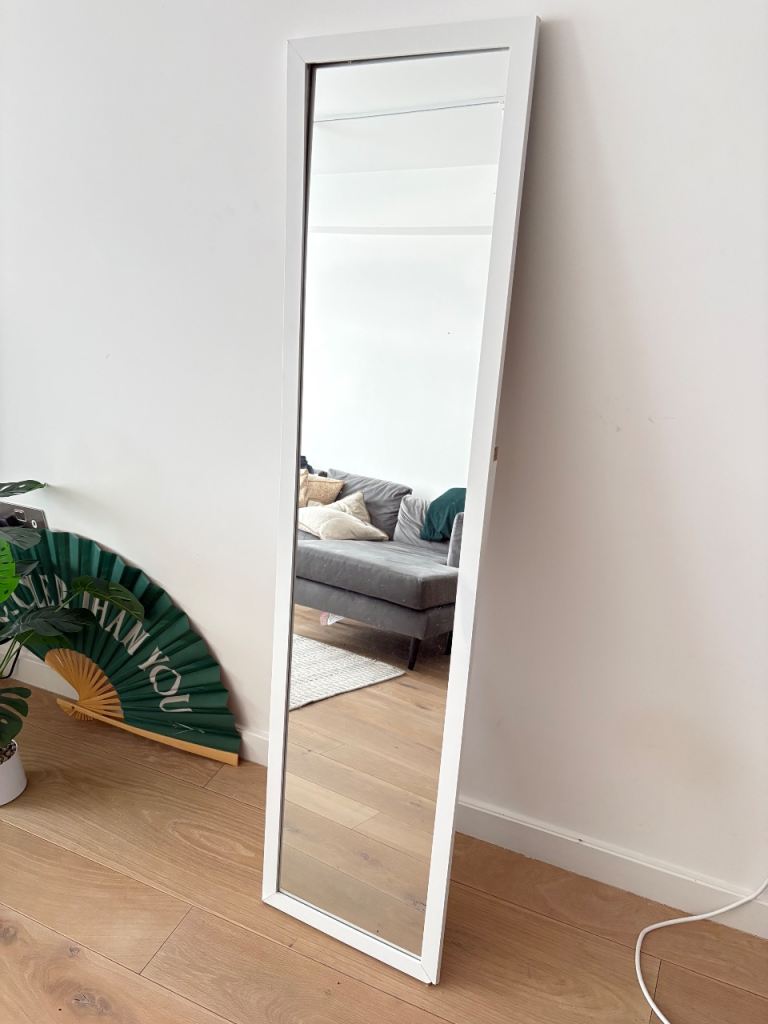 Full length mirror with white frame
