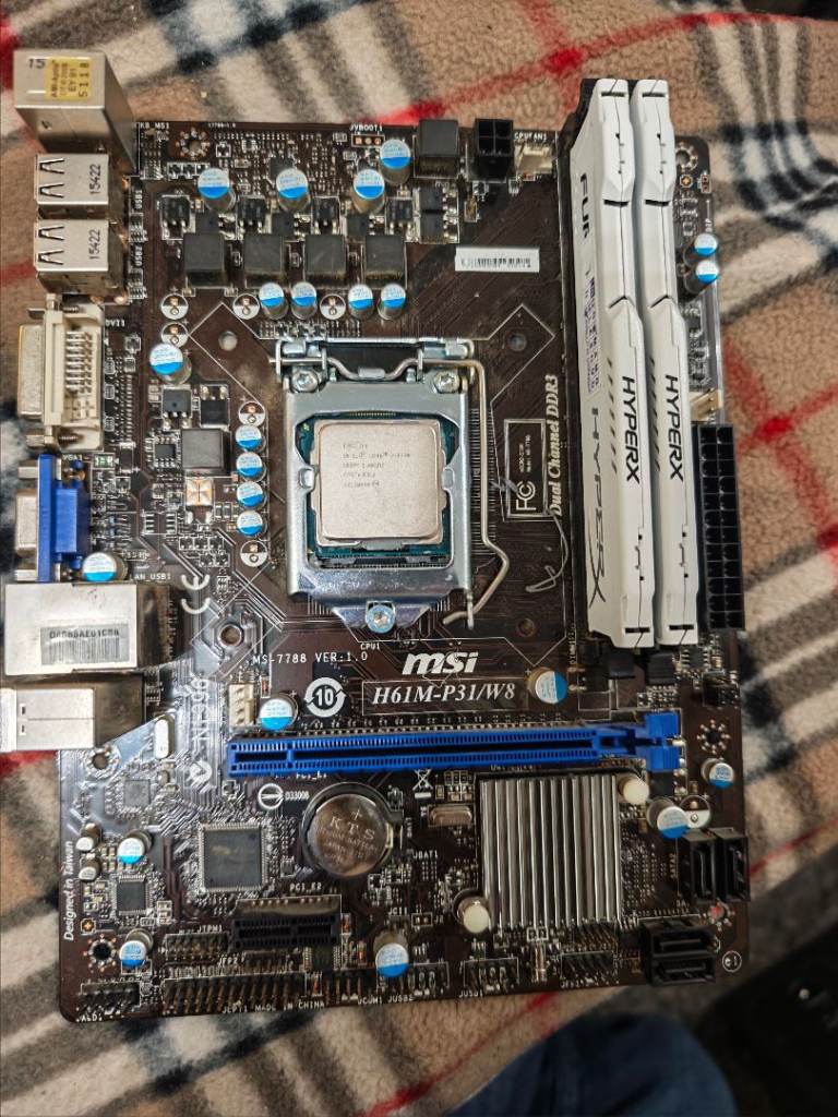 MSI H61M-P31/W8 Motherboard with 16GB HyperX RAM and Intel i7 3770 CPU