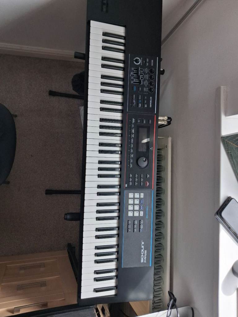 Roland Juno-DS 76 Synthesizer with Tourtech Stand, Presonus E5 speakers and Shure Headphones