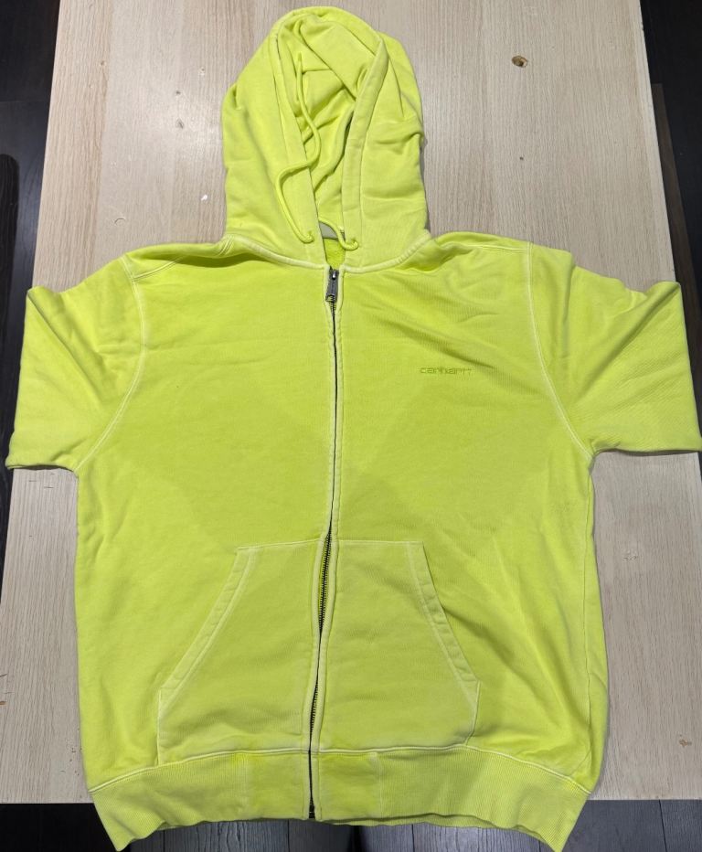 image for Yellow/Green Hooded Zip Jumper – Size L – Unique Colourway