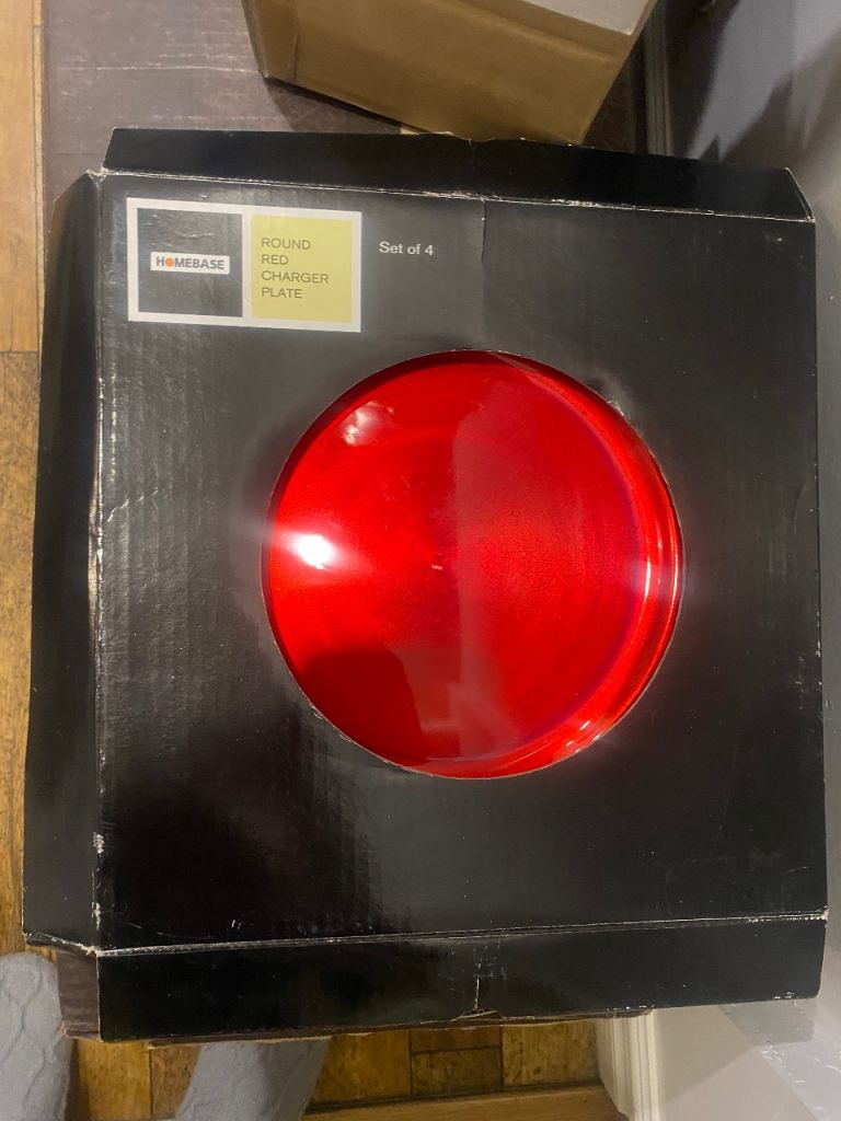 Set of 4 Red Charger Plates (Used, Free)